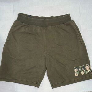 Puma Men’s Athletic Shorts Dark Green Size L Drawstring Workout Gym Casual